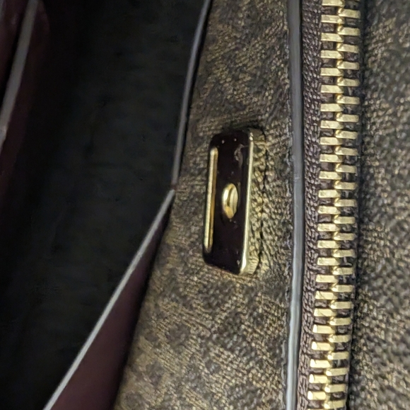 Michael Kors Benning Satchel Maroon & Brown Tote Bag - Picture 13 of 15